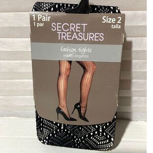Secret Treasures 1 pair size 2 Fashion Tights Geometric Black Brand New!